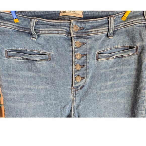 Free People Jeans Size 29 Flare Bell Bottom Button Fly High Rise Hippie Boho - Picture 9 of 11